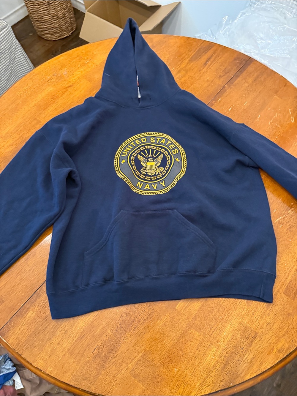 Navy Blue United States Navy Emblem Hoodie xxl